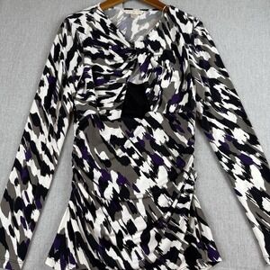 Boston Proper Winter Floral Print‎ Keyhole opening Neck Blouse Medium